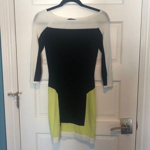 Bebe Long Sleeve Color block Body Con Dress